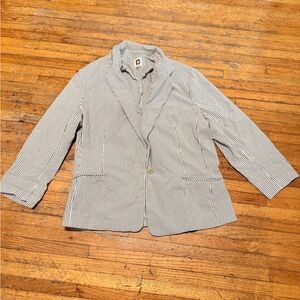 Anne Klein Black and White Blazer with Notched Lapels